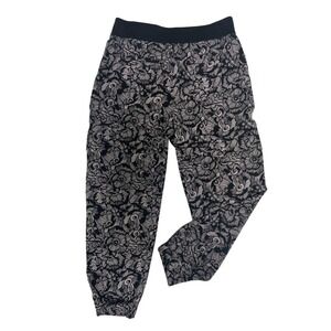 Soft Surroundings Black White Floral Go Lively Cargo Joggers Women's Small
